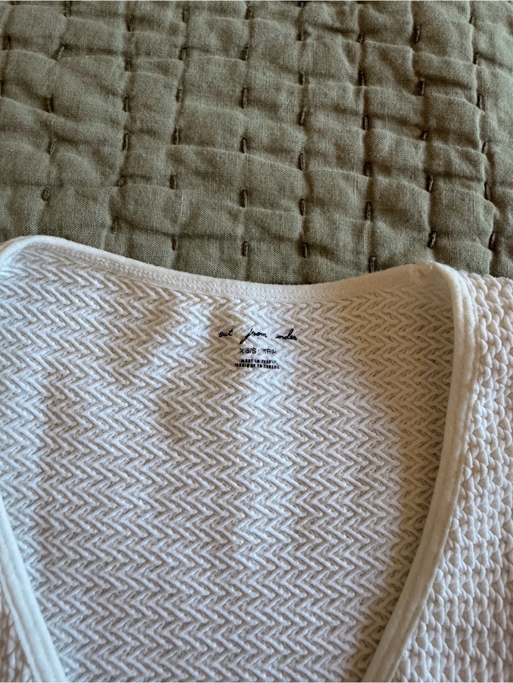 Free People White Textured Ruffle-Trim Button Crop Top - Picture 2 of 3